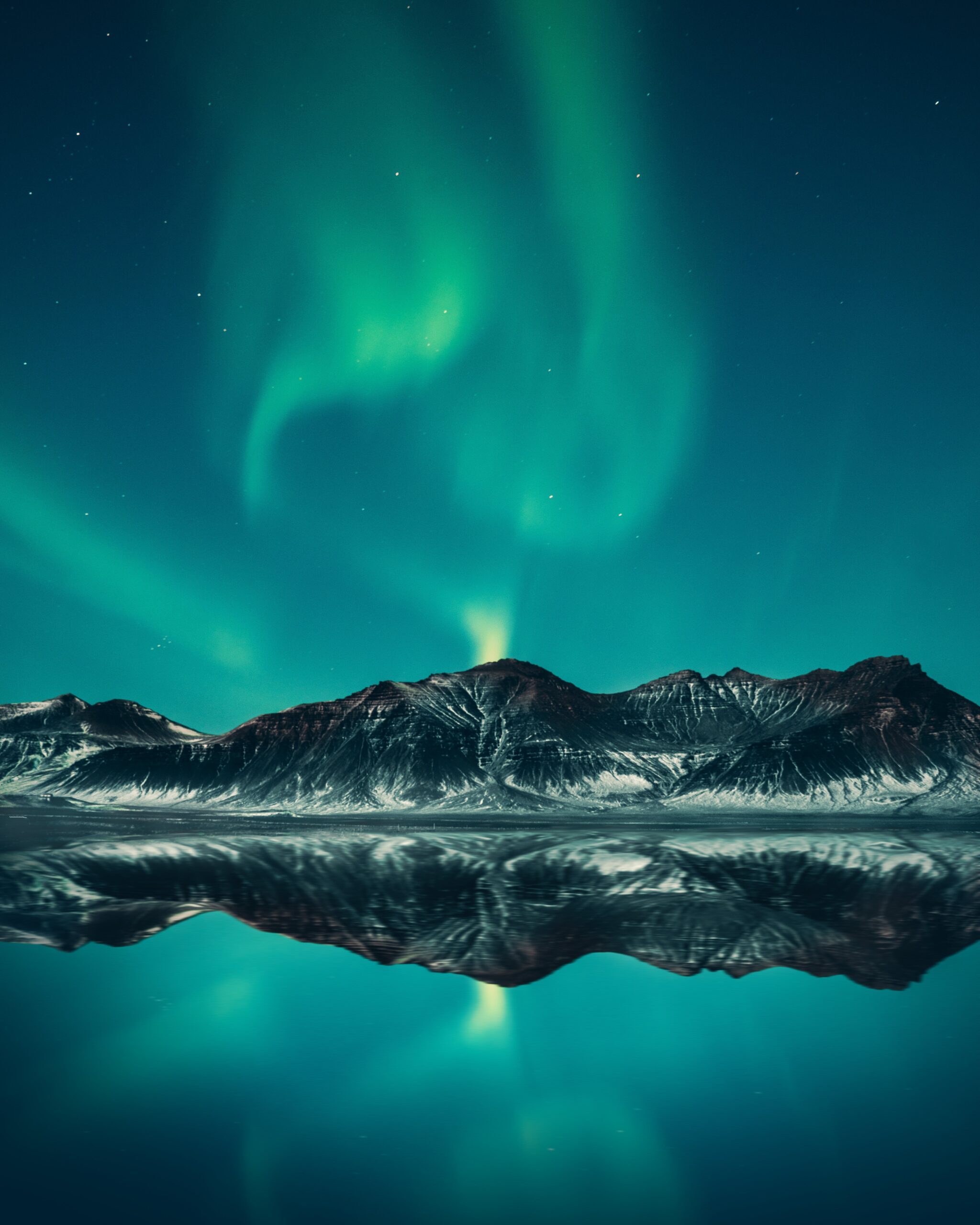 Scenic night view of Reykjavik, Iceland, illuminated by city lights amidst lush greenery, showcasing the captivating beauty of the Icelandic capital at night